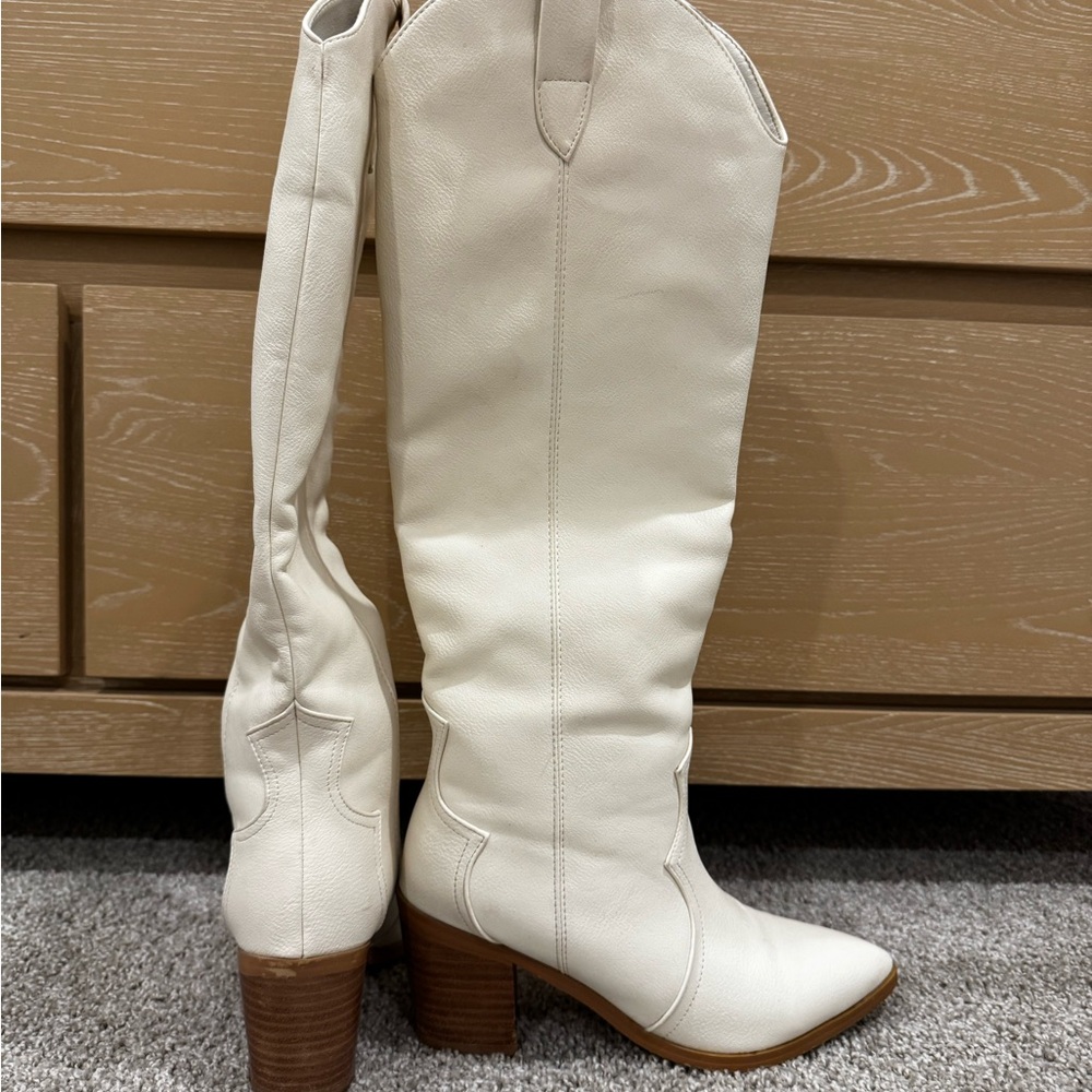 Billini White Knee-High Heeled Boots